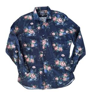 BONOBOS Mens Tailored Slim Fit Floral Print Long Sleeve Button Down Shirt Sz XL
